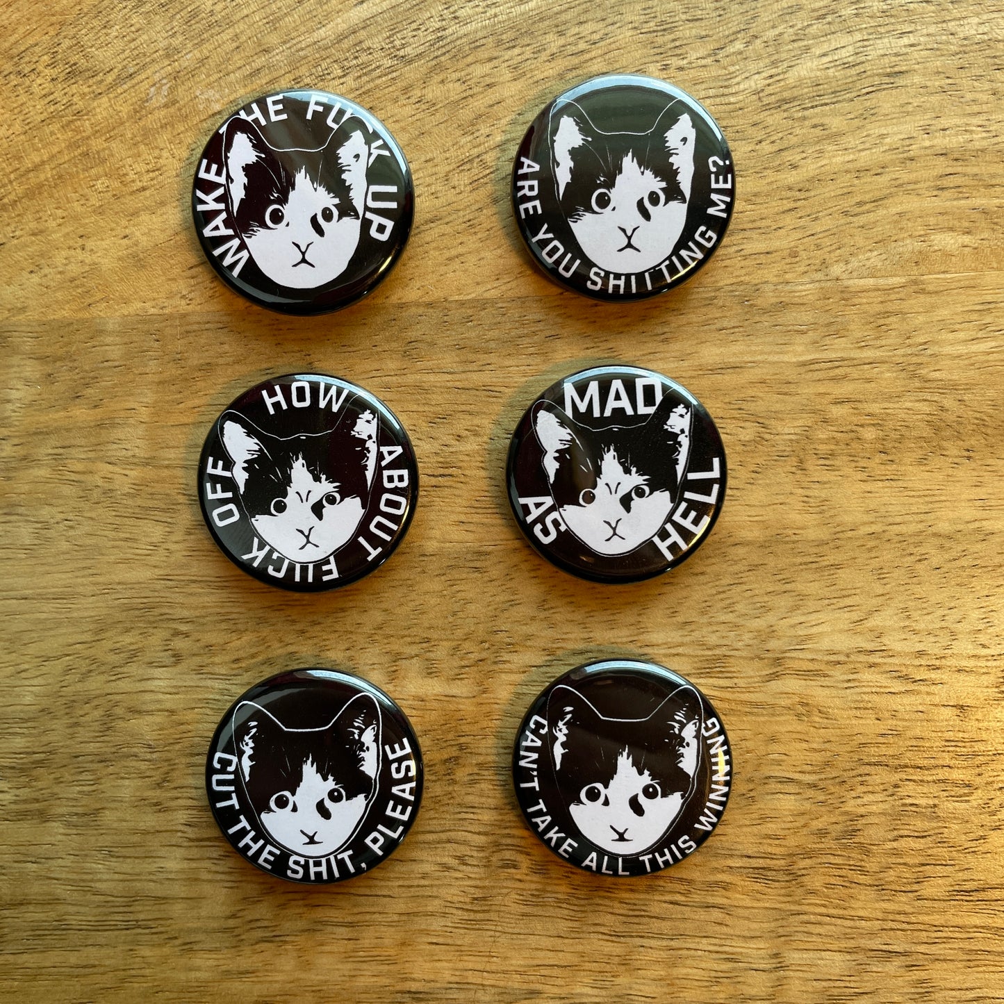 Cut the Shit Kitten button or magnet
