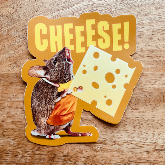 Cheese! Mouse funny animal Sticker