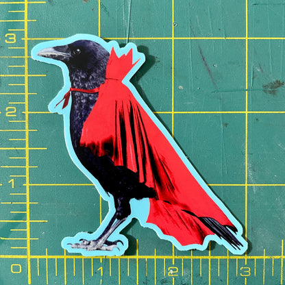 Crow with Cape funny bird sticker