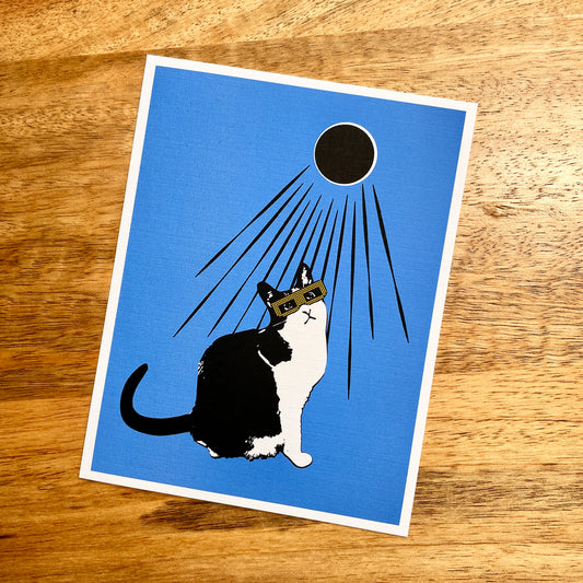 Eclipse Cat 2024 Solar Eclipse "half card" postcard