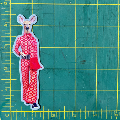 Lady Deer in Clothes funny animal sticker