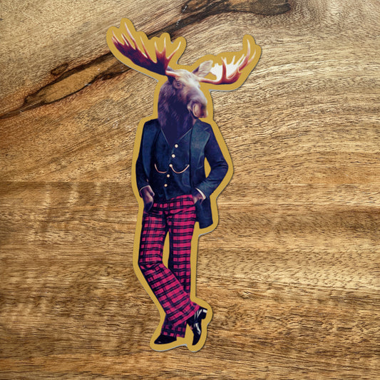Moose in Clothes funny animal sticker