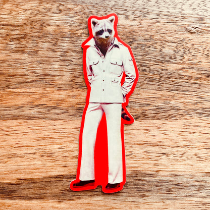 Raccoon Leisure Suit funny animal sticker