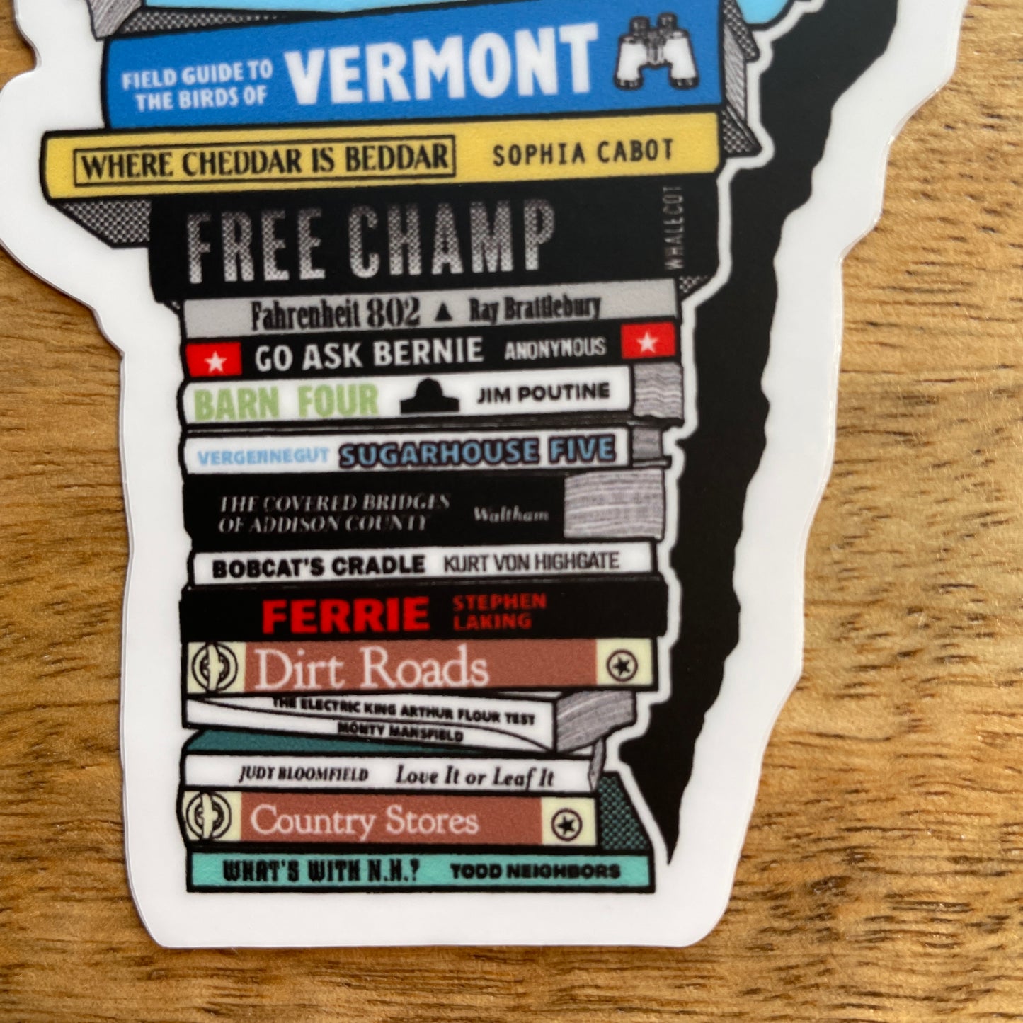 Vermont Book Stack sticker