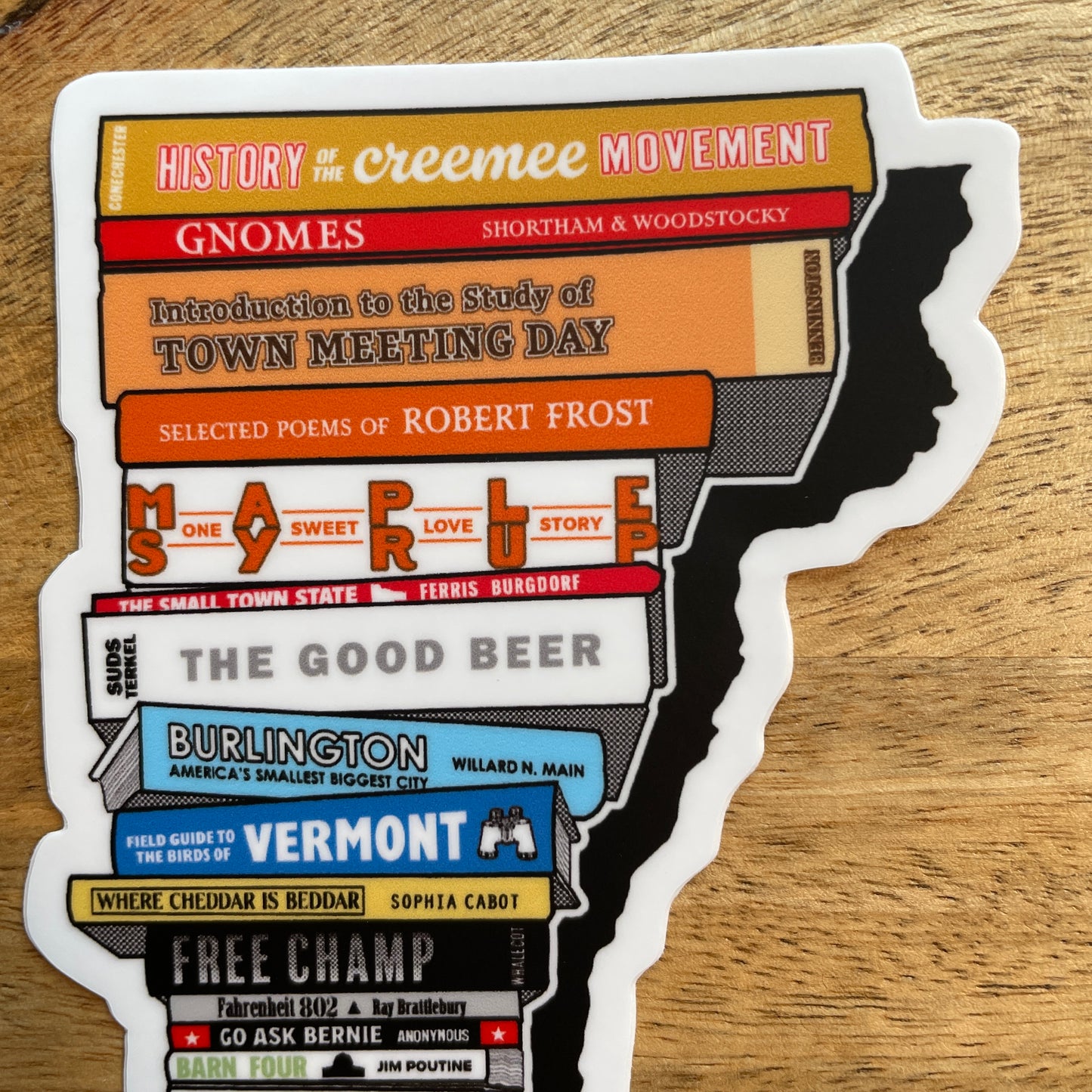 Vermont Book Stack sticker