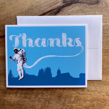 Jetpack Skywriting Thank You funny greeting card