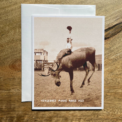 Moose Rodeo funny animal greeting card