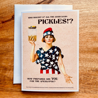 Apicklypse: Who bought up all the pickles? card