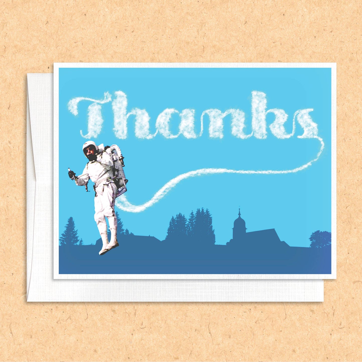 Jetpack Skywriting Thank You funny greeting card