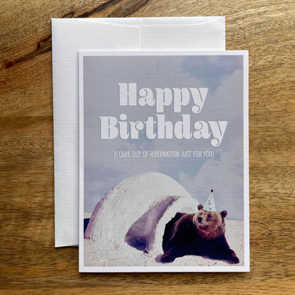 Bear Winter Birthday funny animal greeting card