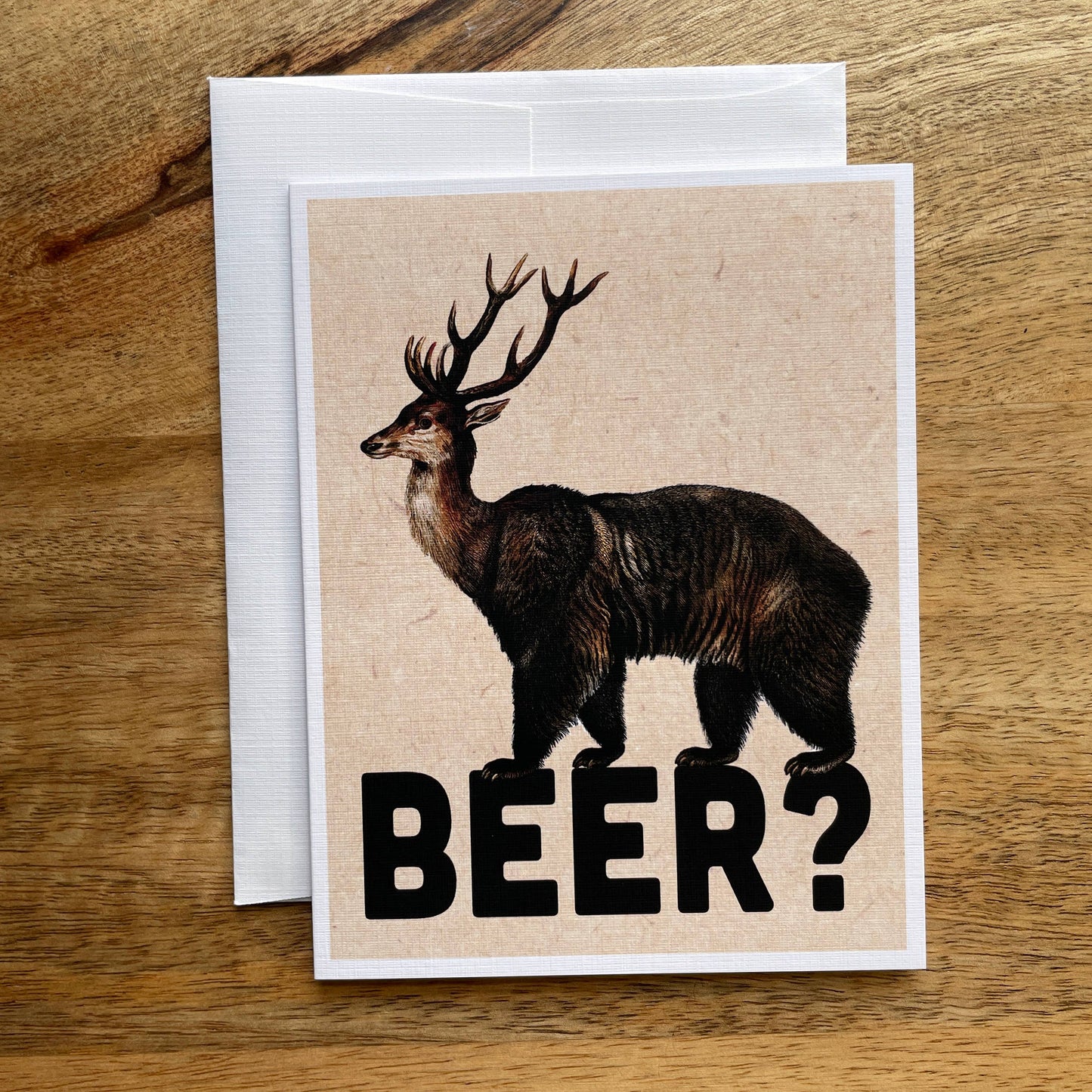 Bear Deer Beer funny greeting card