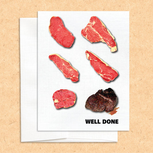 Well Done funny food greeting card