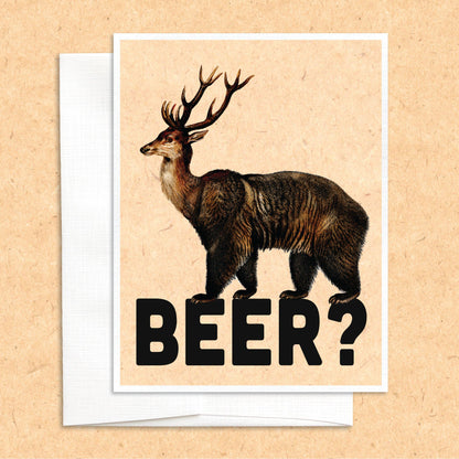 Bear Deer Beer funny greeting card