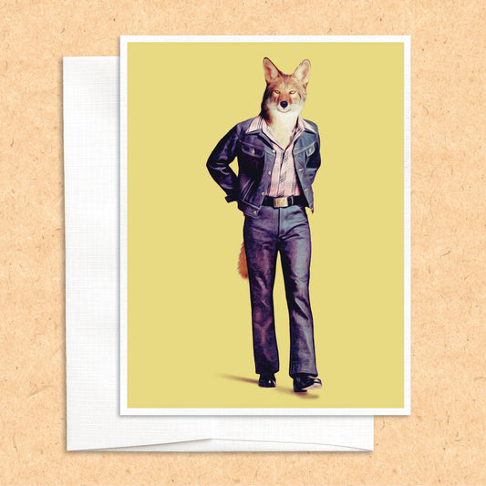 Coyote in Clothes funny animal greeting card