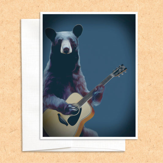 Bear Guitar funny quirky greeting card