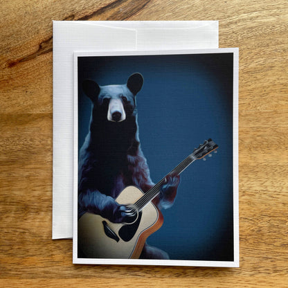 Bear Guitar funny quirky greeting card