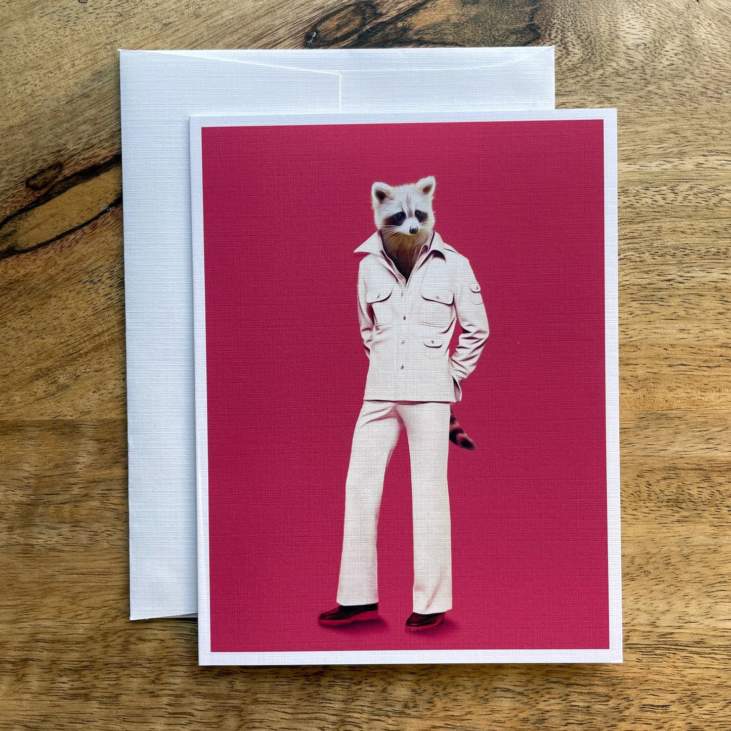 Raccoon in Clothes funny animal greeting card