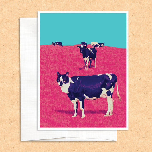 Cat Cow funny quirky greeting card
