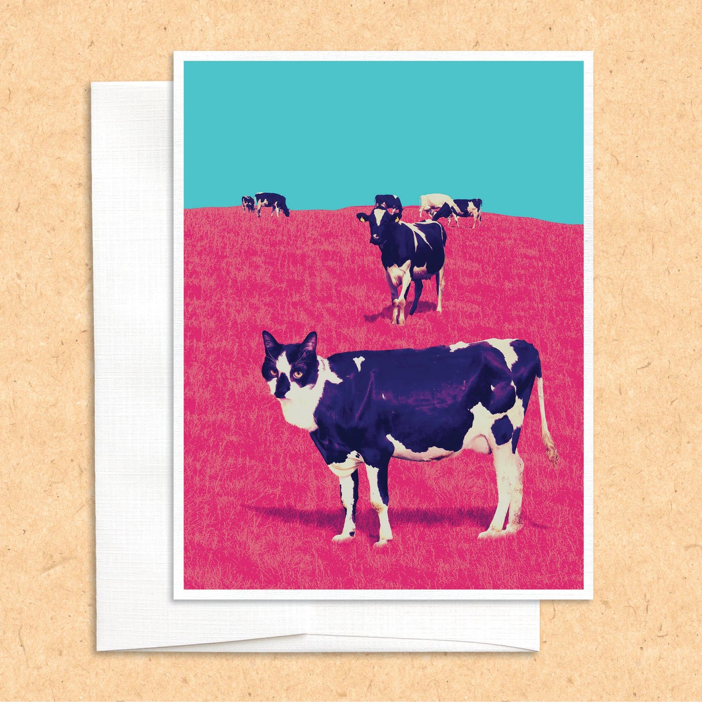 Cat Cow funny quirky greeting card