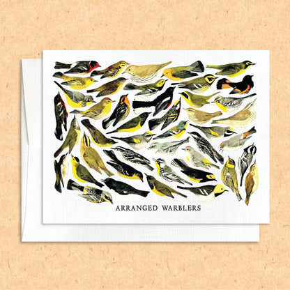 Arranged Warblers bird card