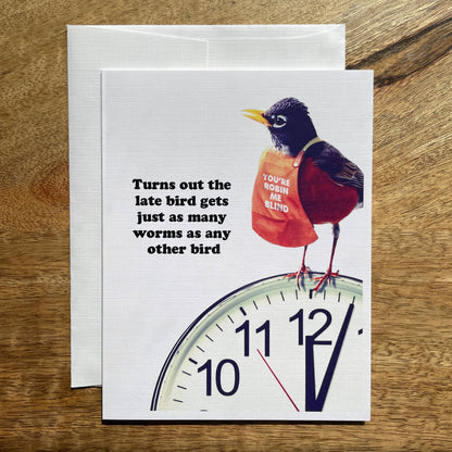 Late Bird funny greeting card