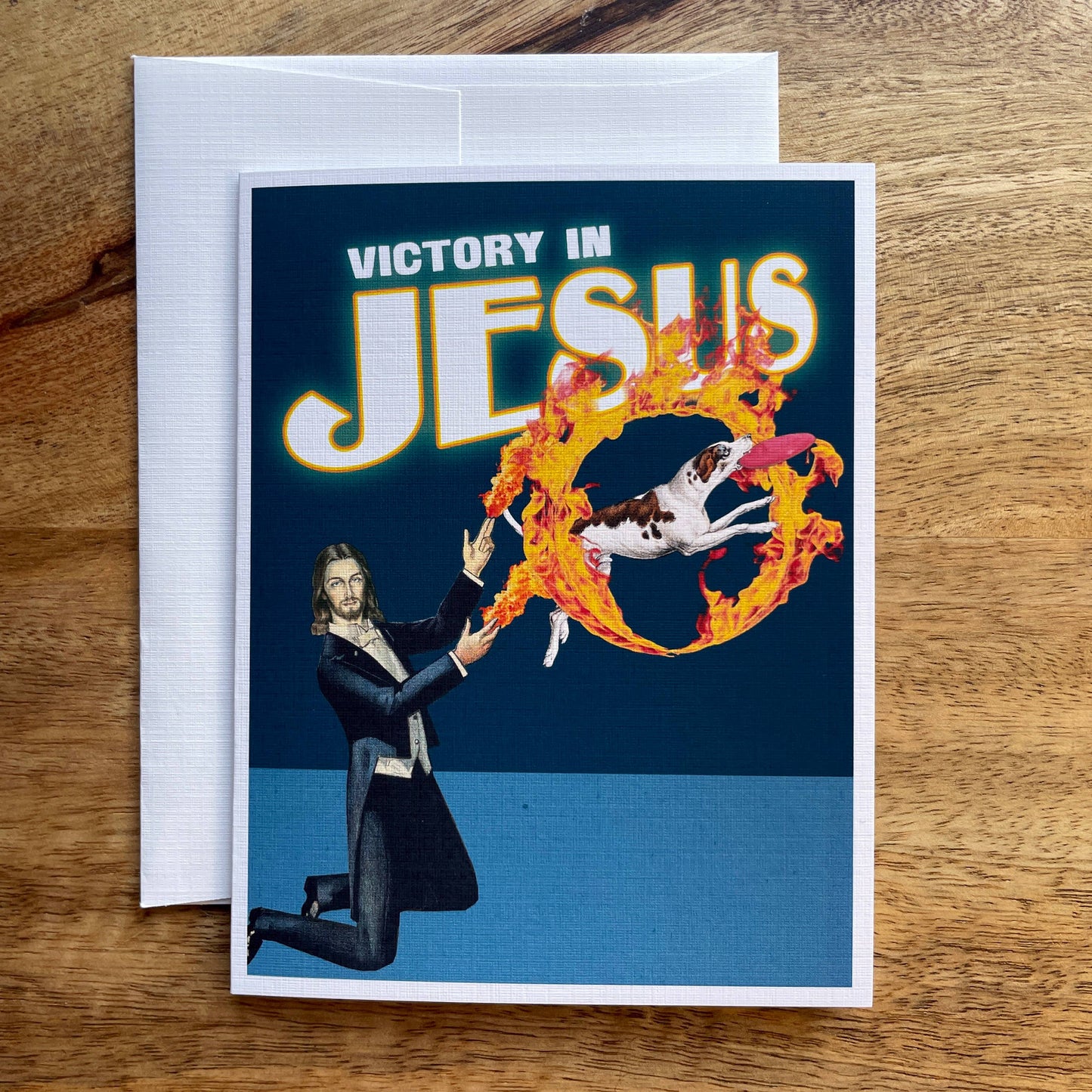 Victory in Jesus funny greeting card