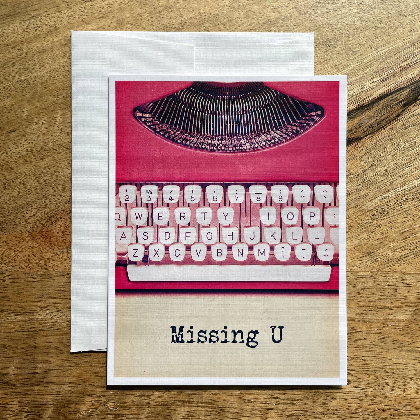 Missing U typewriter funny greeting card