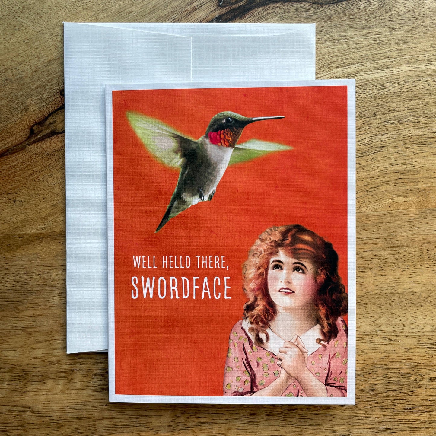 Hello Swordface Hummingbird funny bird greeting card