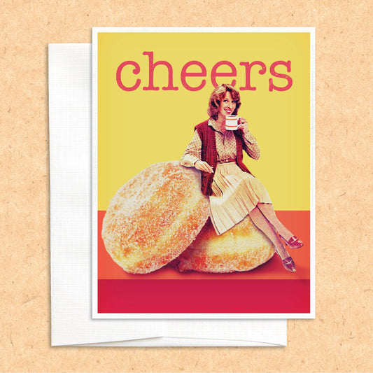 Cheers (donuts + coffee) funny food greeting card