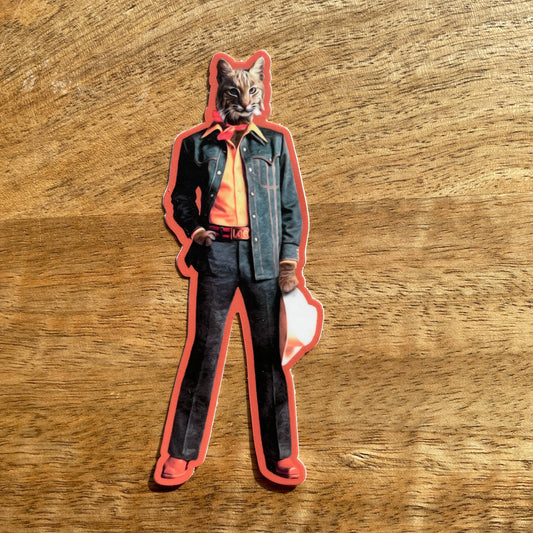 Bobcat in Clothes funny animal sticker