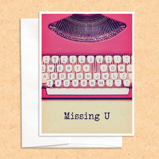 Missing U typewriter funny greeting card